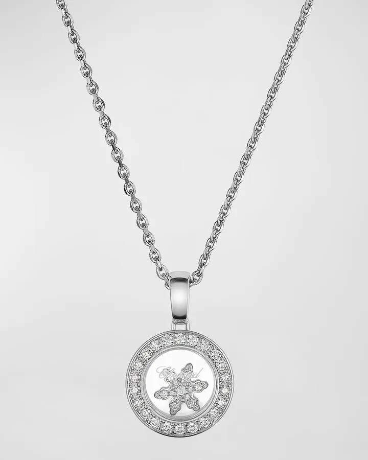 18K White Gold Happy Diamonds Snowflake Pendant Necklace
