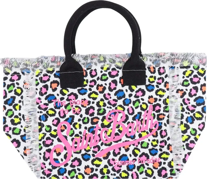 Canvas handbag with printed logo on the front