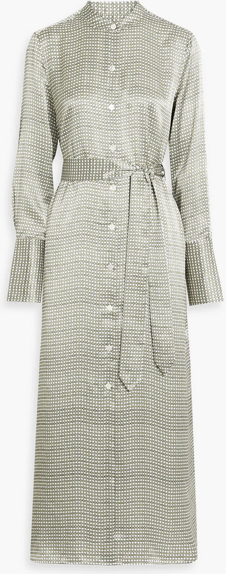 Connell printed silk-satin maxi shirt dress