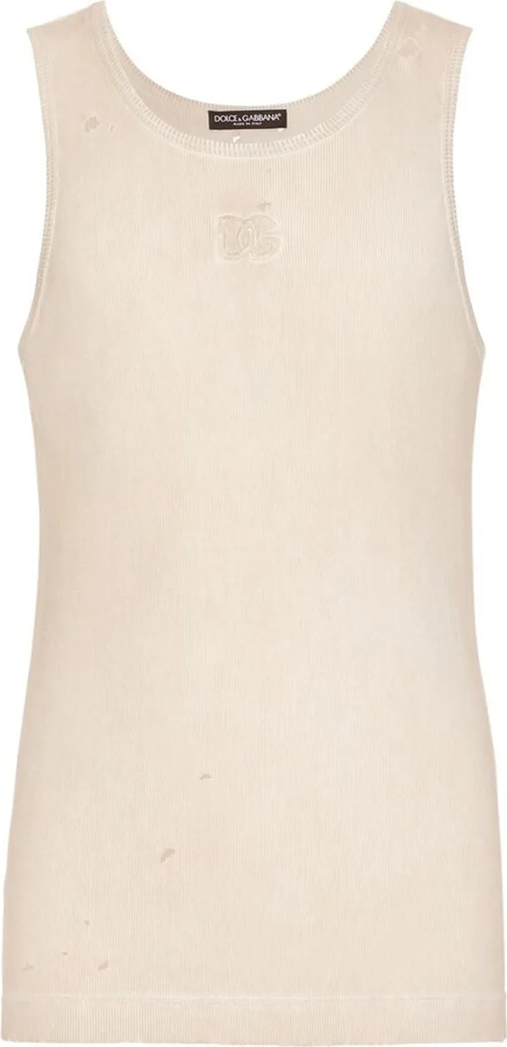 Distressed Embossed-Logo Vest