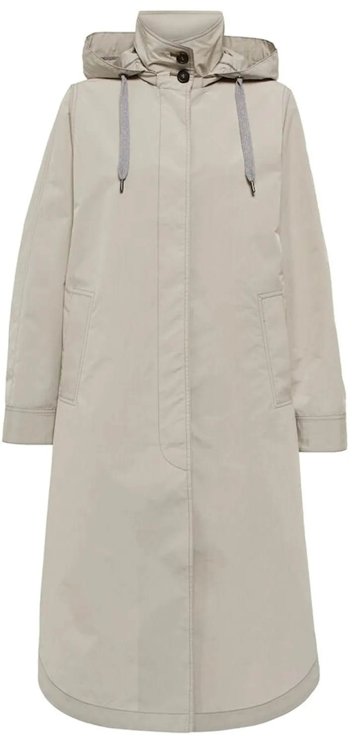 Hooded cotton-blend raincoat