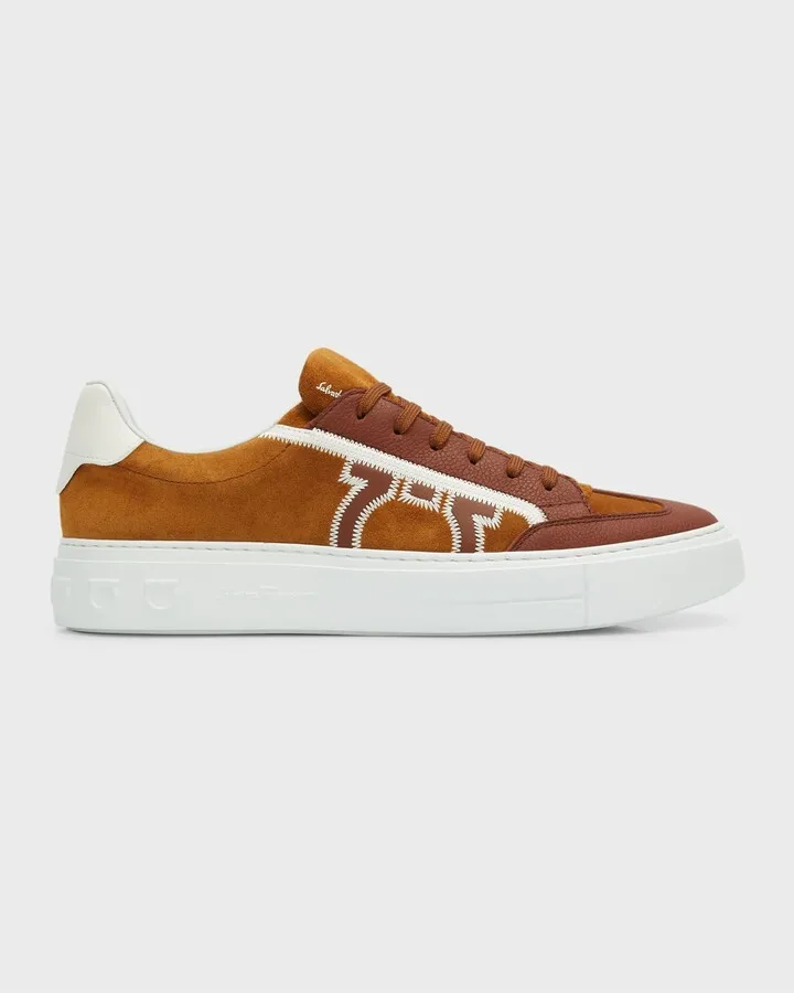 Men's Gancini Leather Low-Top Sneakers