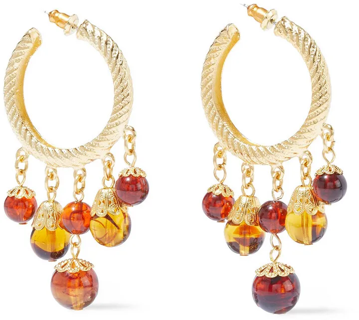24-Karat Gold-Plated Bead Hoop Earrings