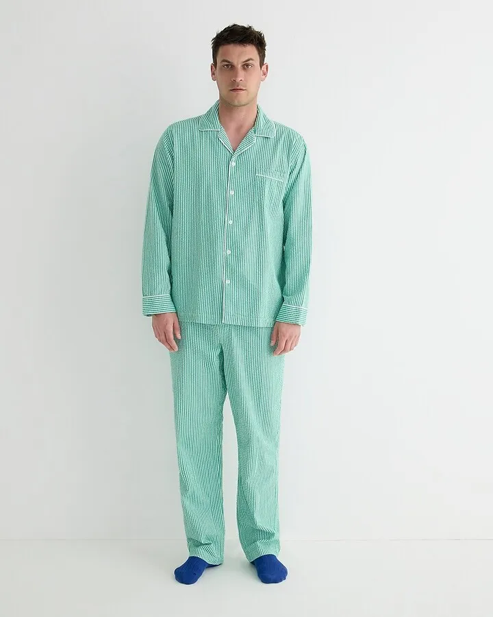Pajama set in organic cotton seersucker