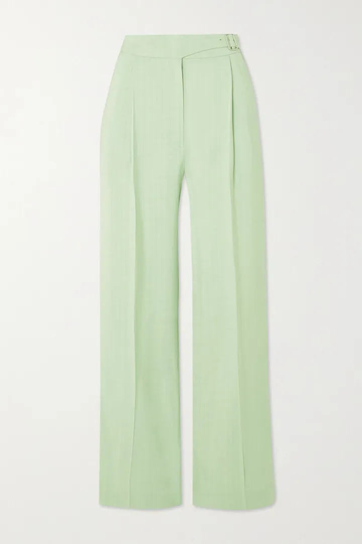 LVIR - Belted Woven Straight-leg Pants - Green