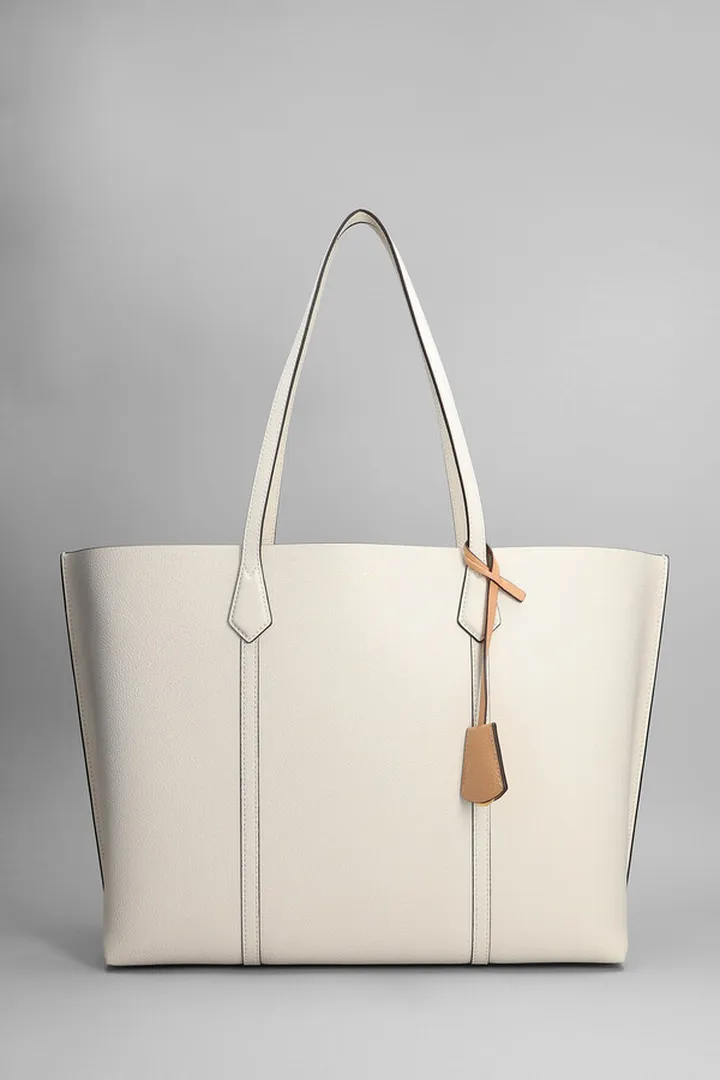 Perry Triple Tote In Beige Leather