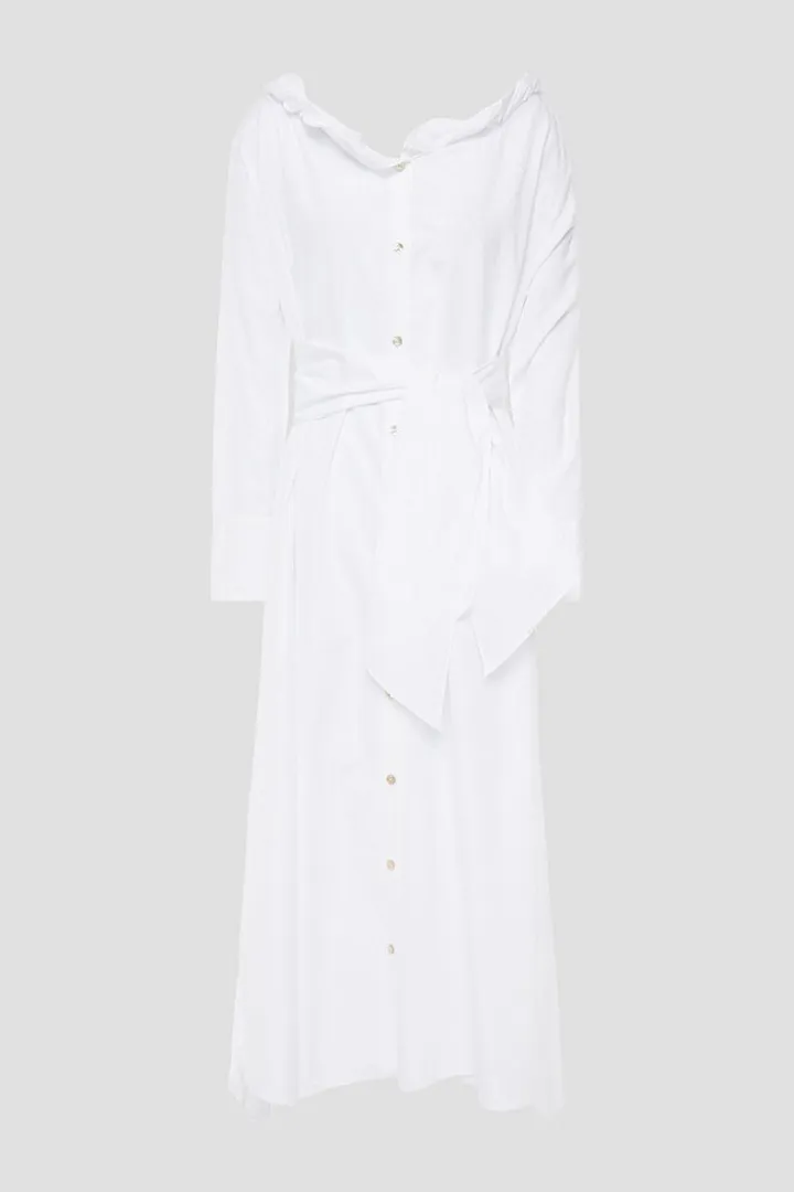 Twisted cotton-poplin midi shirt dress