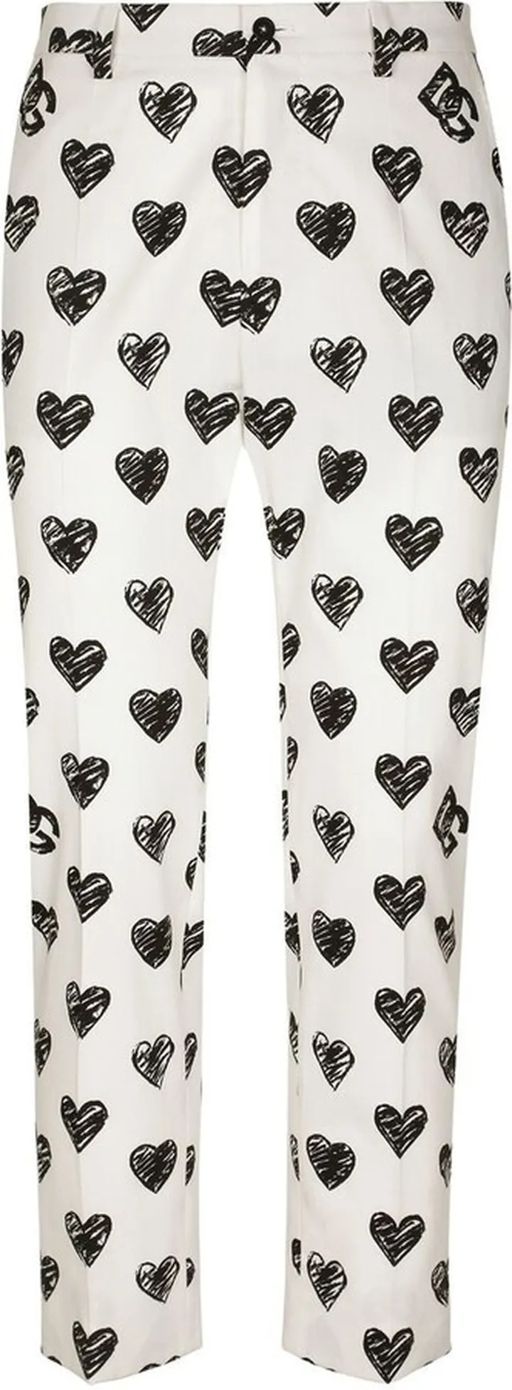 Heart-Print Straight-Leg Trousers