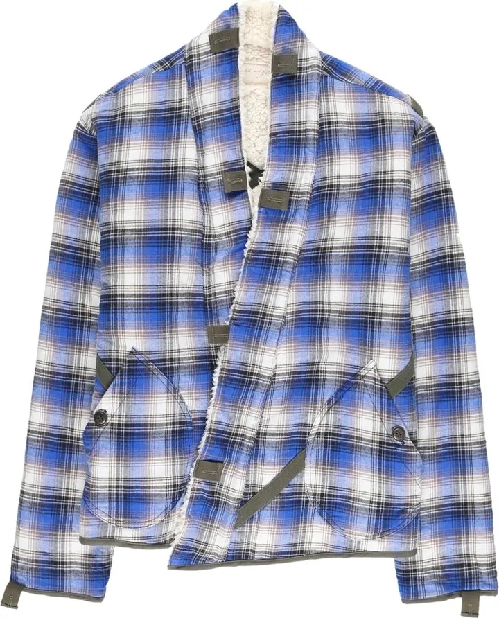 Check-Pattern Cotton Bomber Jacket