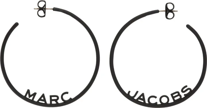 Marc Jacobs Black 'The Monogram Hoops' Earrings