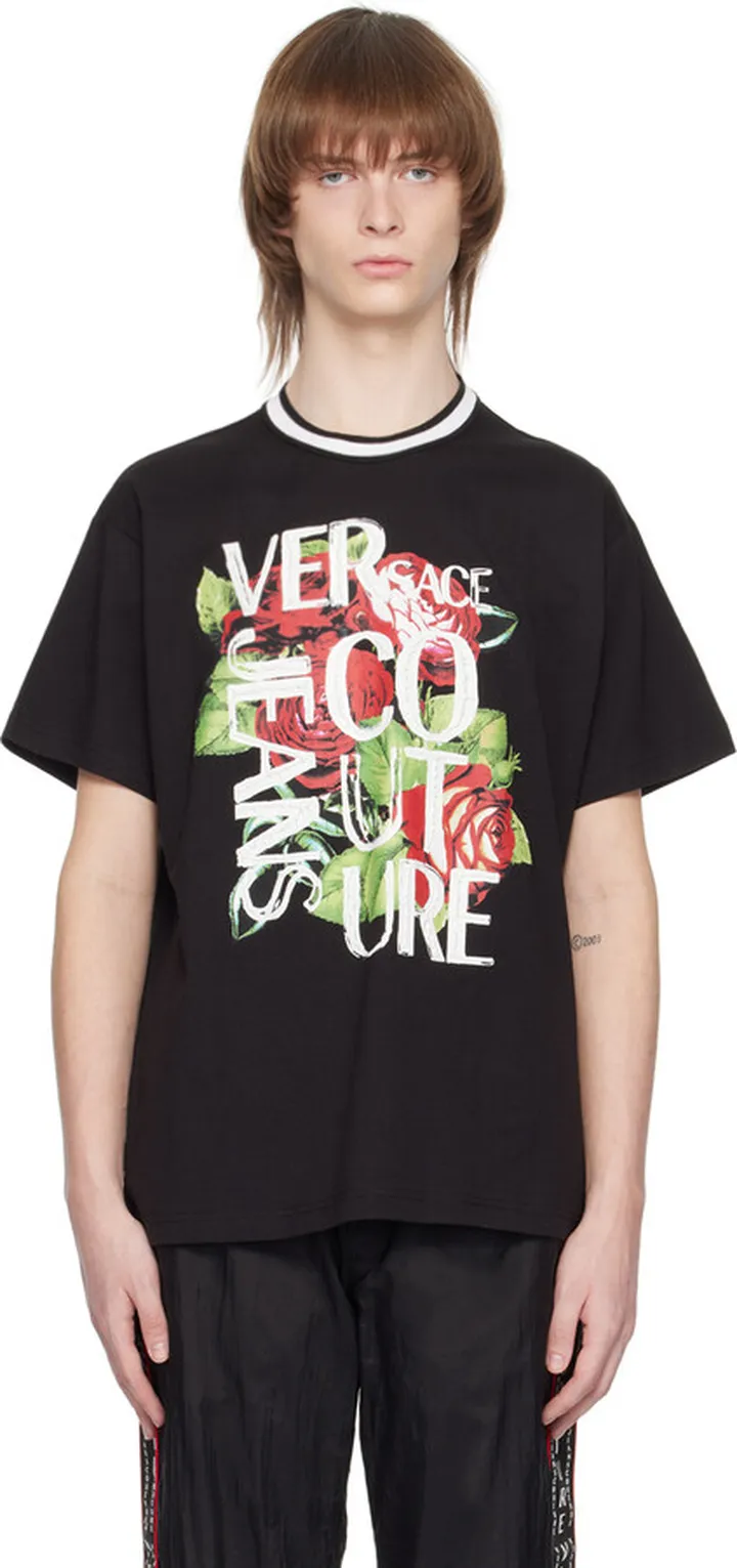 Versace Jeans Couture Black Rose T-Shirt