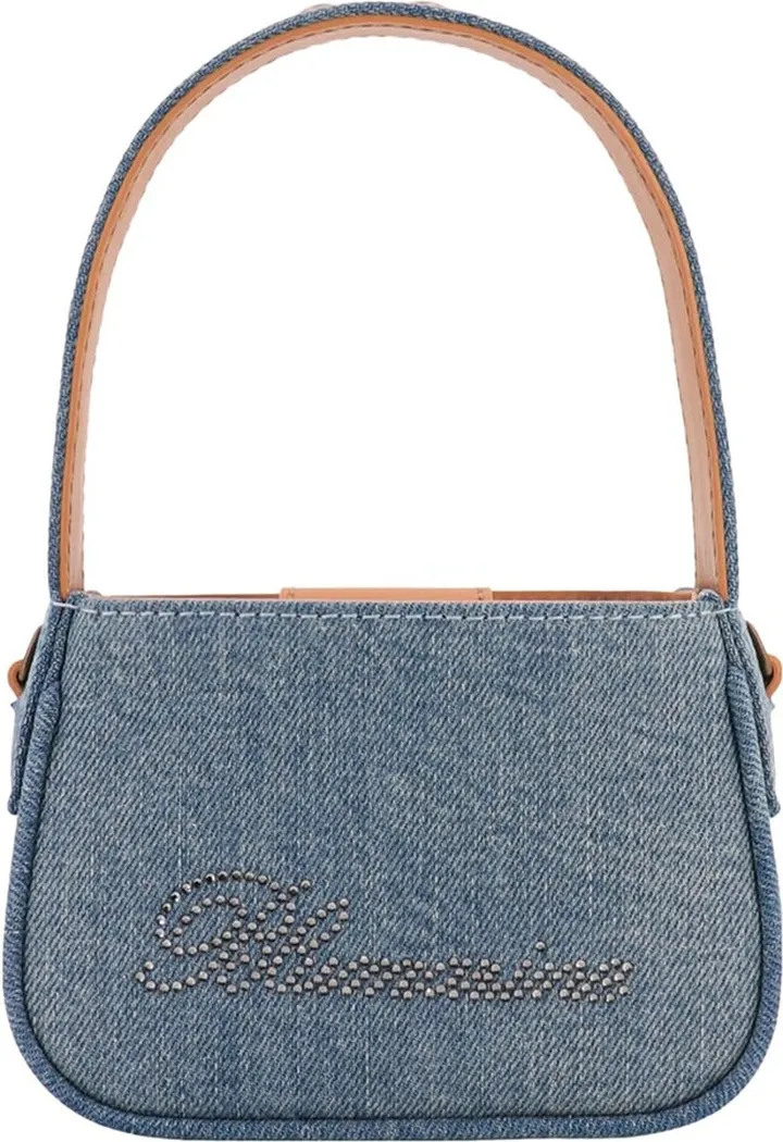 Denim handbag with metal studs