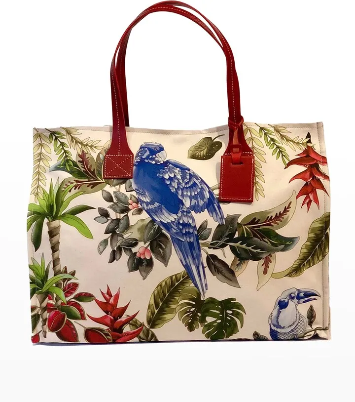 Medium Multicolor Belt-Print Canvas Tote Bag