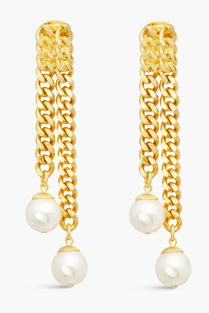 24-Karat Gold-Plated Faux Pearl Clip Earrings