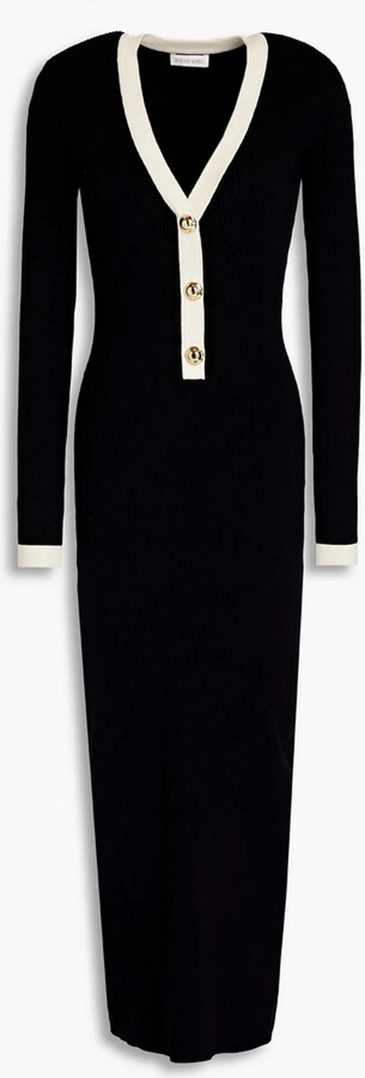 Mirella two-tone ribbed-knit midi dress