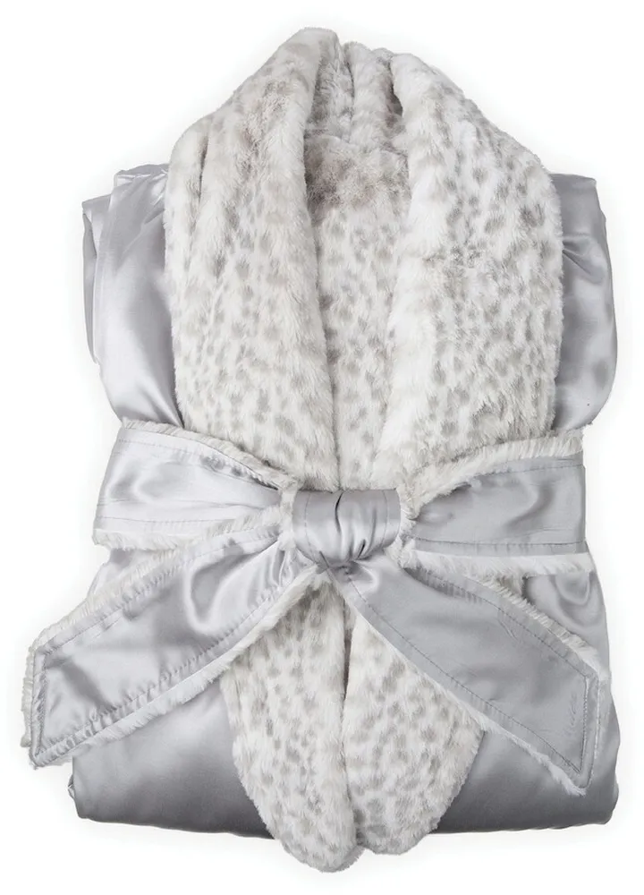 Luxe Leopard Faux Fur & Satin Robe