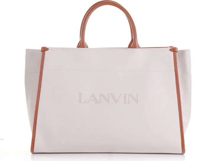 Leather Tote Bag With Logo Print