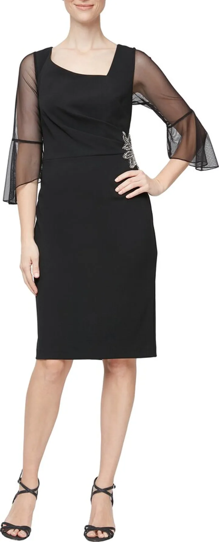 Sheer Sleeve Sheath Dress