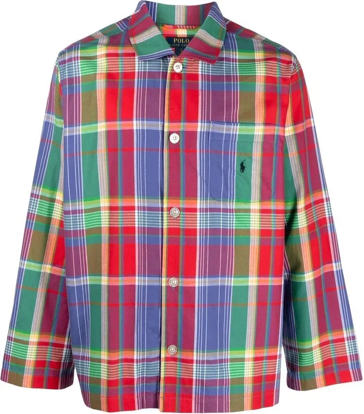 Plaid-Print Cotton Pajama Set