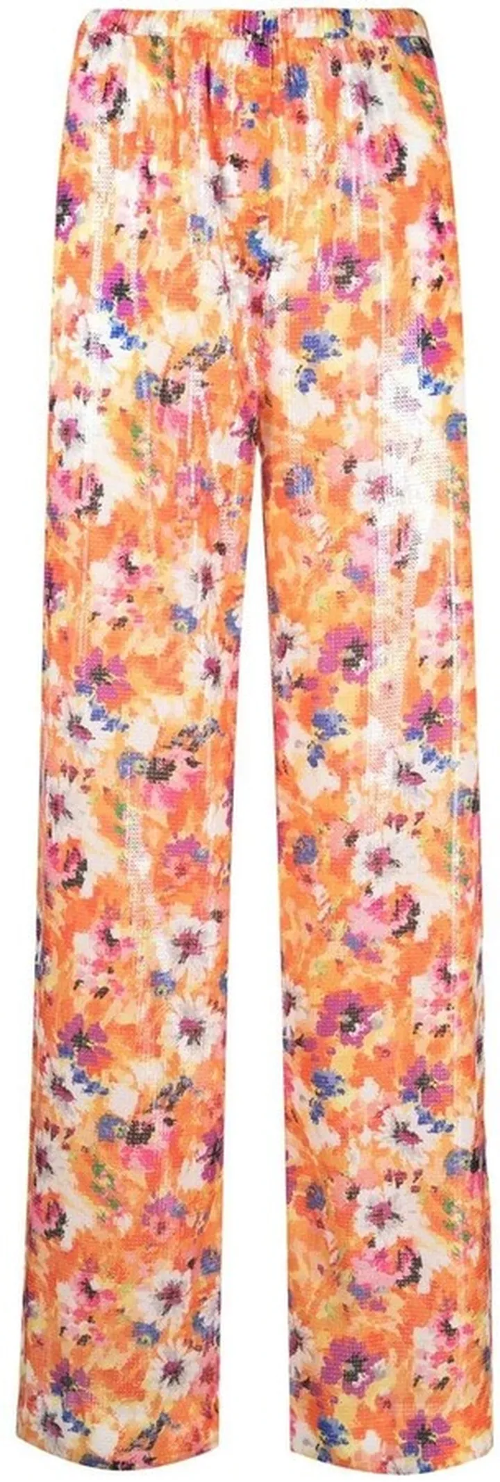 Floral-Print Sequined Trousers