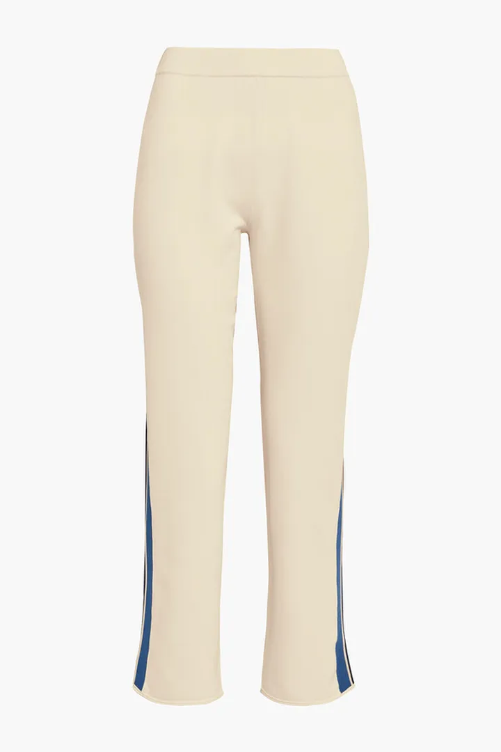 Cropped striped ponte track pants