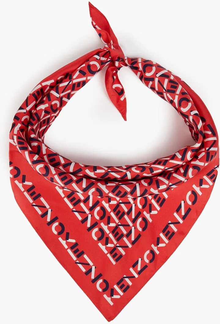 Logo-print silk-twill bandana