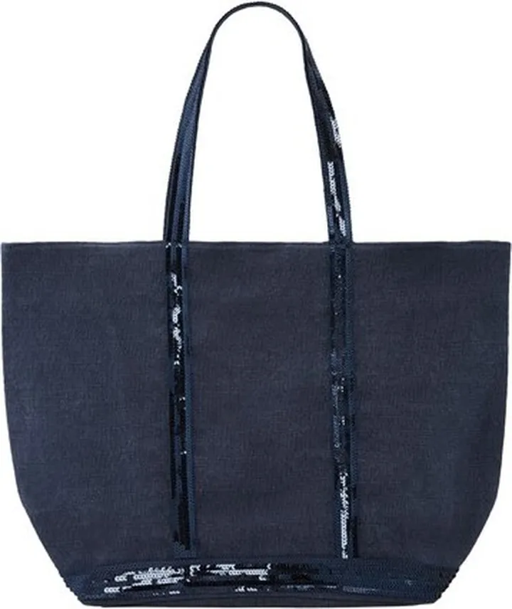 Linen and Sequins Shoulder Strap L Cabas Tote
