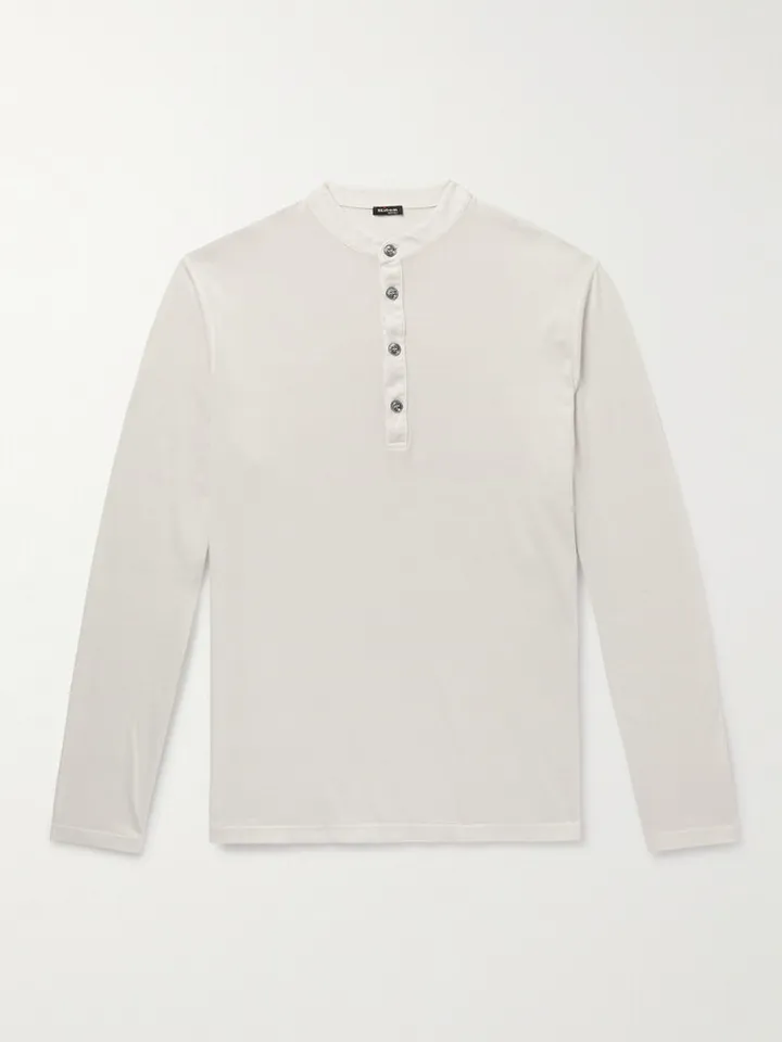 Cotton and Cashmere-Blend Jersey Henley T-Shirt