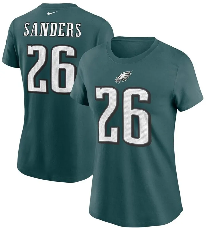Women's Miles Sanders Midnight Green Philadelphia Eagles Name Number T-shirt