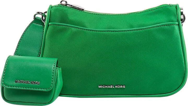 Nylon shoulder bag with metal logo