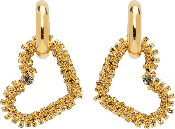 Magda Butrym Gold Mini Crystal Hearts Earrings