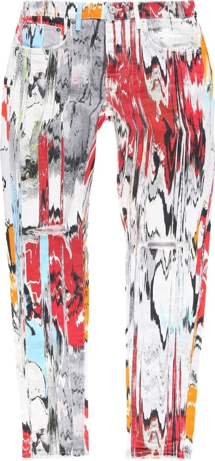 Glitch-Print Low-Rise Jeans