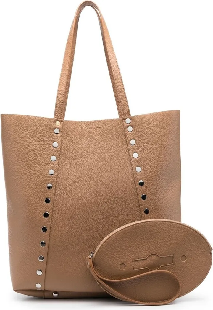 Embossed-Logo Leather Tote Bag
