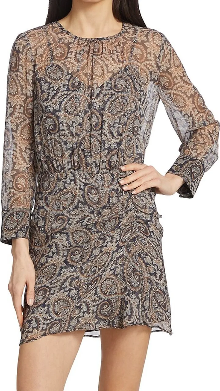 Palmora Paisley-Print Silk Minidress