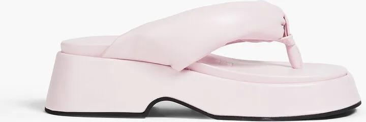 Padded faux leather platform sandals