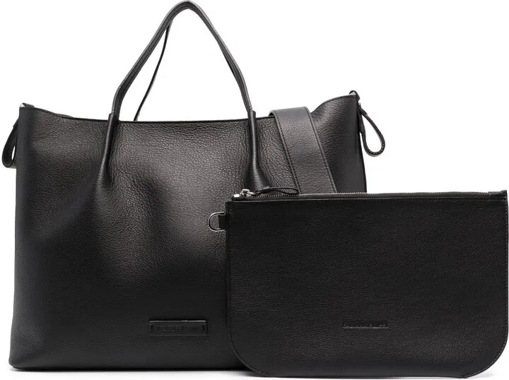 Logo-Patch Leather Tote Bag