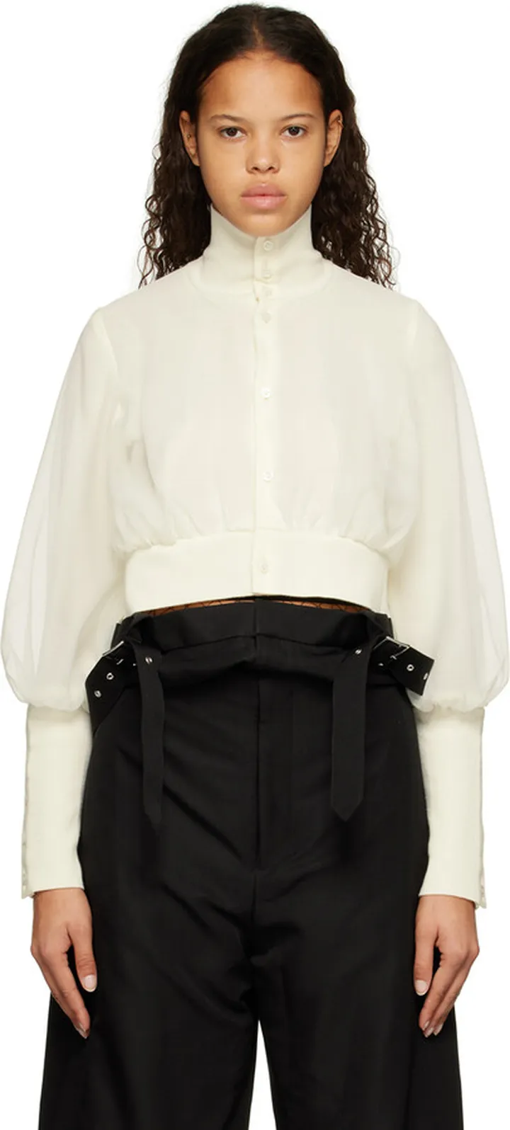 Noir Kei Ninomiya Off-White Overlay Cardigan