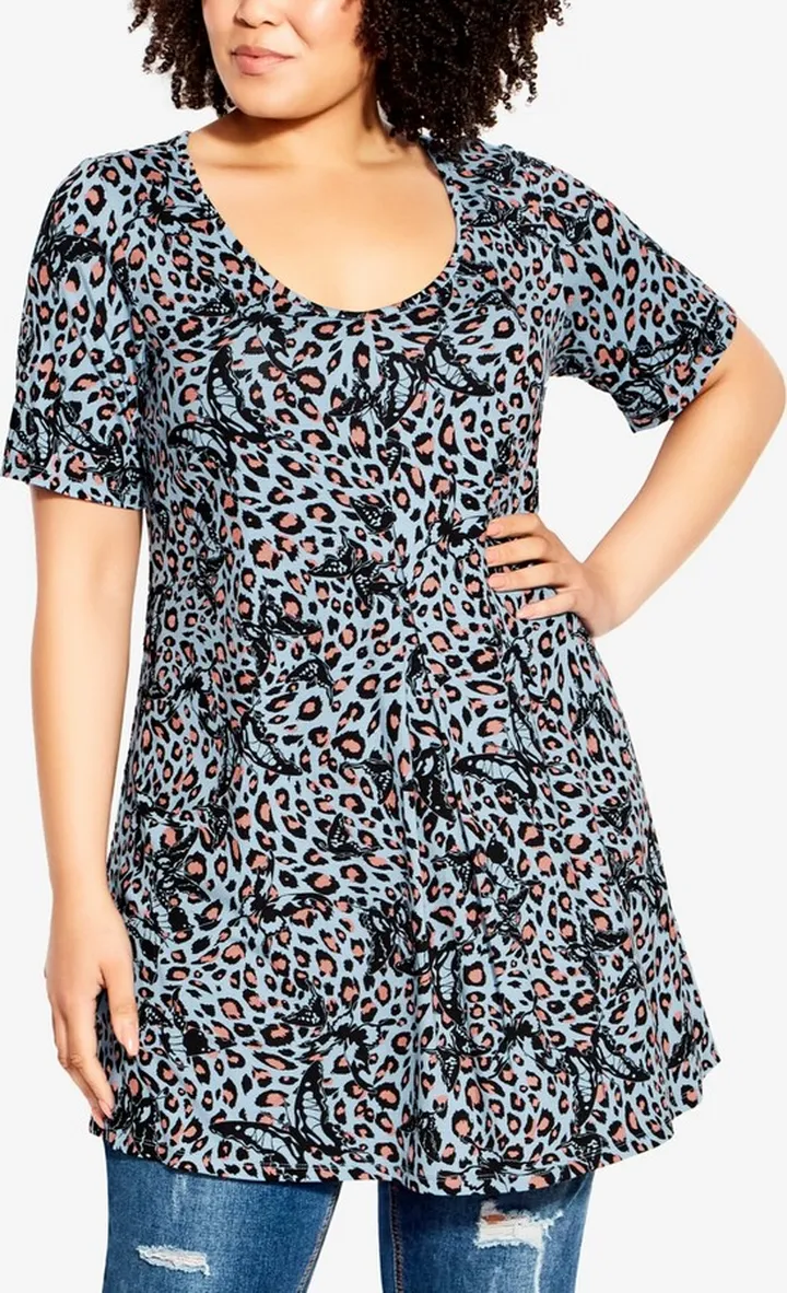 Avenue Plus Size Luv Pleat Print Tunic