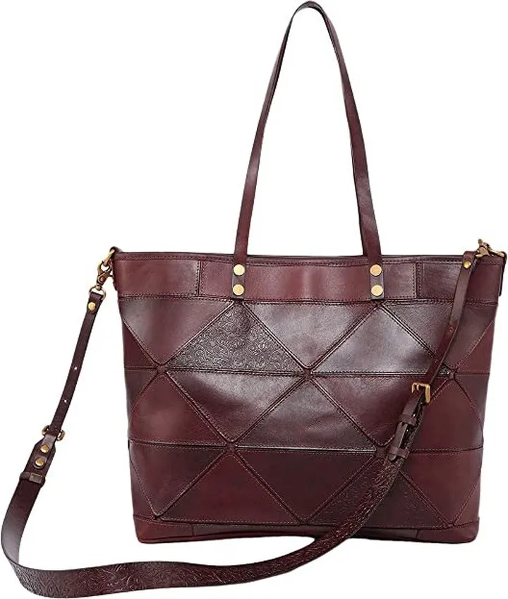 Old Trend Genuine Leather Prism Tote Bag (Brown) Handbags