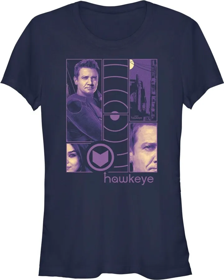 Junior's Marvel Hawkeye Purple Panels T-Shirt - Navy Blue - Medium