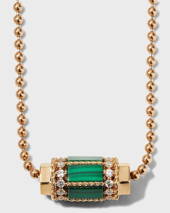 18k Rose Gold Diamond & Malachite Pendant Necklace