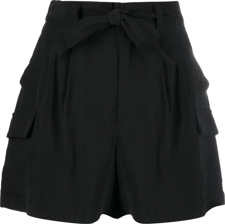Lace-Up Pleated Shorts