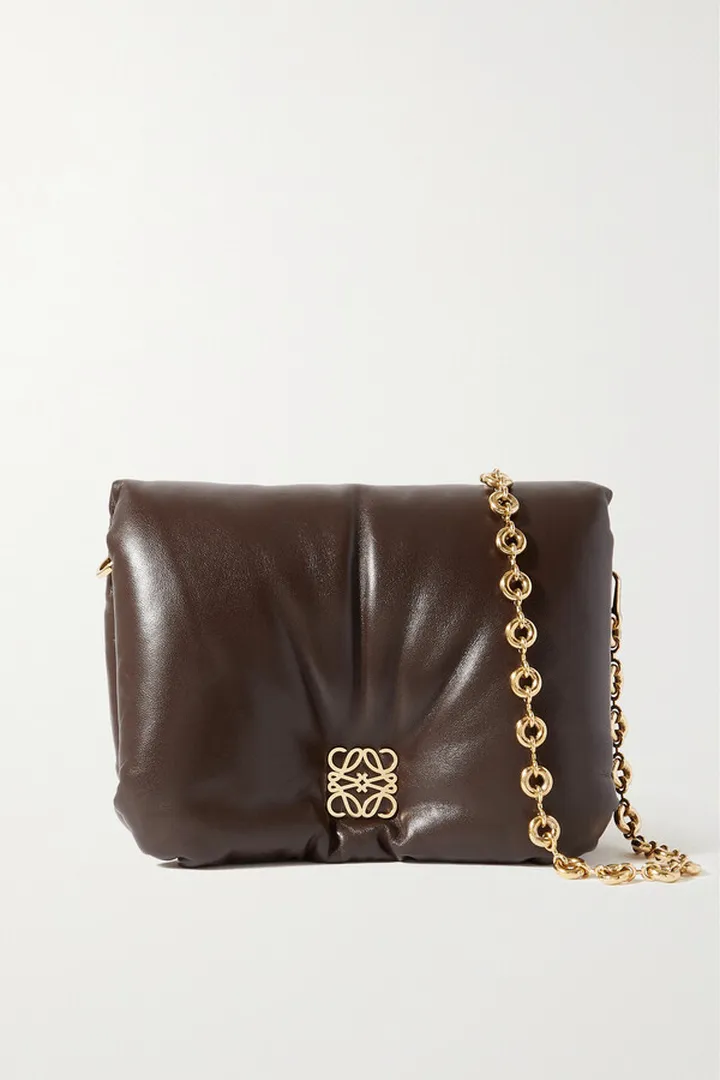 Loewe - Puffer Goya Padded Leather Shoulder Bag - Brown