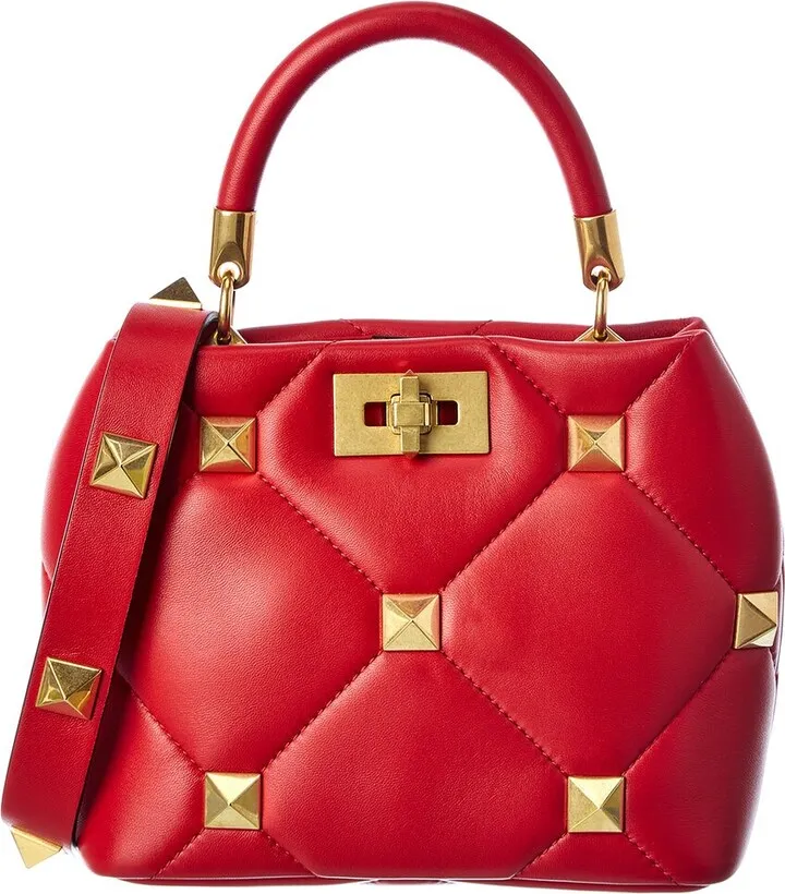 Valentino Roman Stud The Handle Small Leather Shoulder Bag