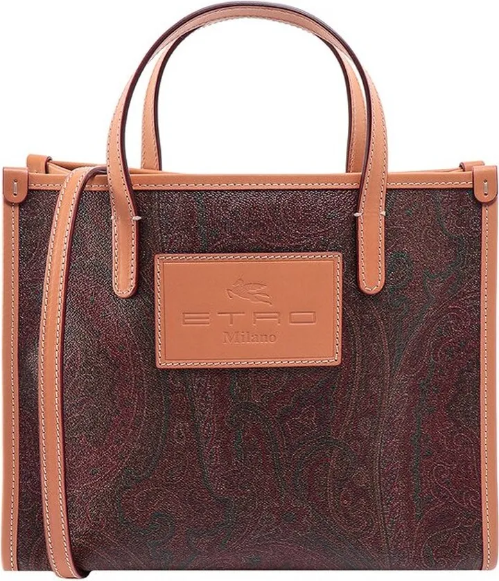 Etro Paisley Printed Logo Patch Tote Bag