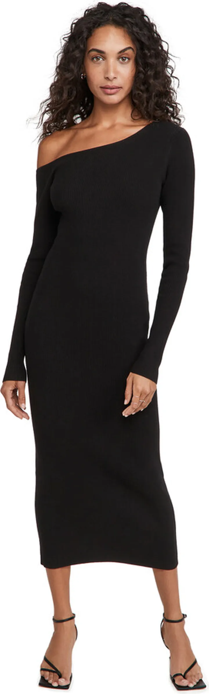LAPOINTE One Shoulder Long Sleeve Midi Dress