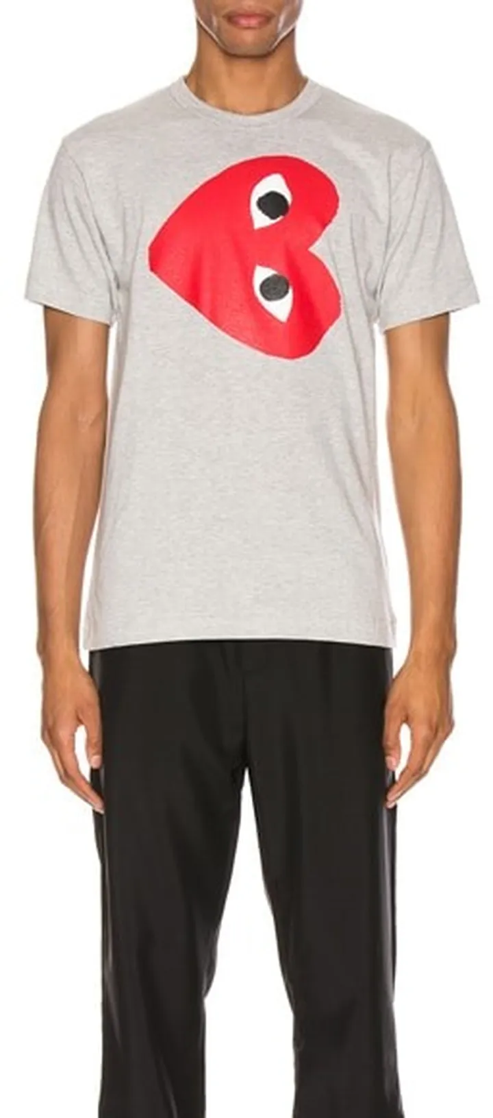 COMME des GARCONS PLAY Sideways Heart Logo Tee in Gray
