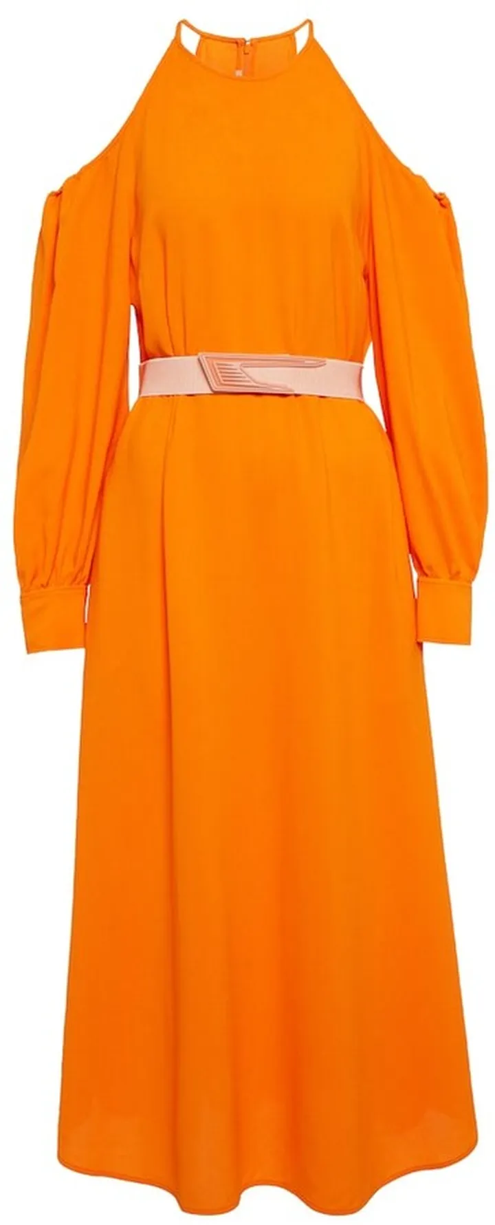 Crepe cold shoulder midi dress