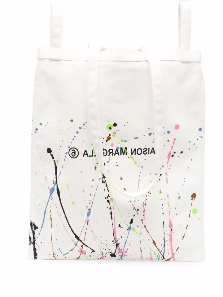 Paint-Splatter Logo-Print Tote Bag