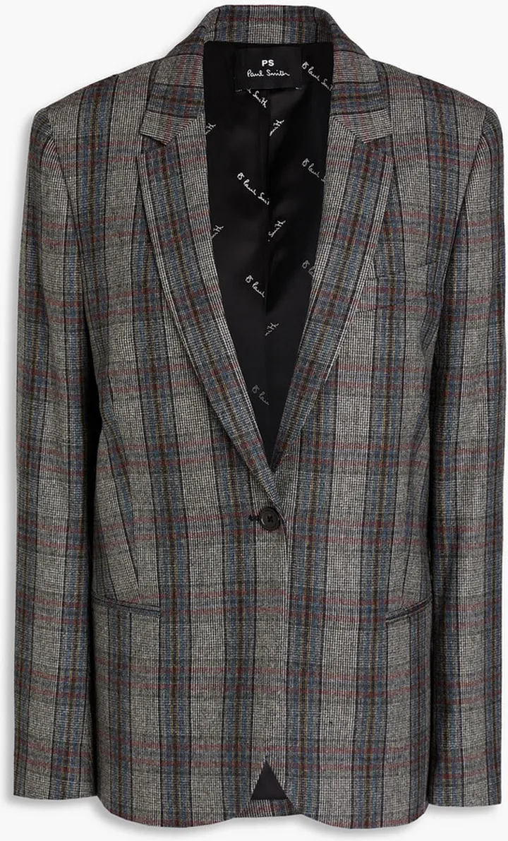 Prince of Wales checked woven blazer